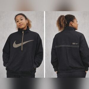 NWT Nike x Naomi Osaka Women Large Black Gold Jacquard Tennis Jacket HJ0334-010